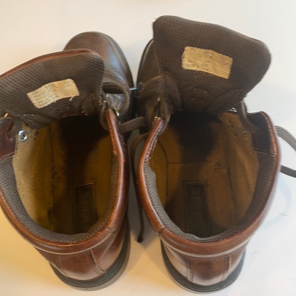 Timberland Brown Leather Hiking Ankle Boots Preowned Women Sz.6M man made soles - Picture 4 of 8